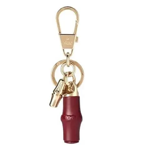 Bamboo Keychain Bordeaux Resin Gold‑tone Hardware Logo Bag Charm 828187 by Gucci