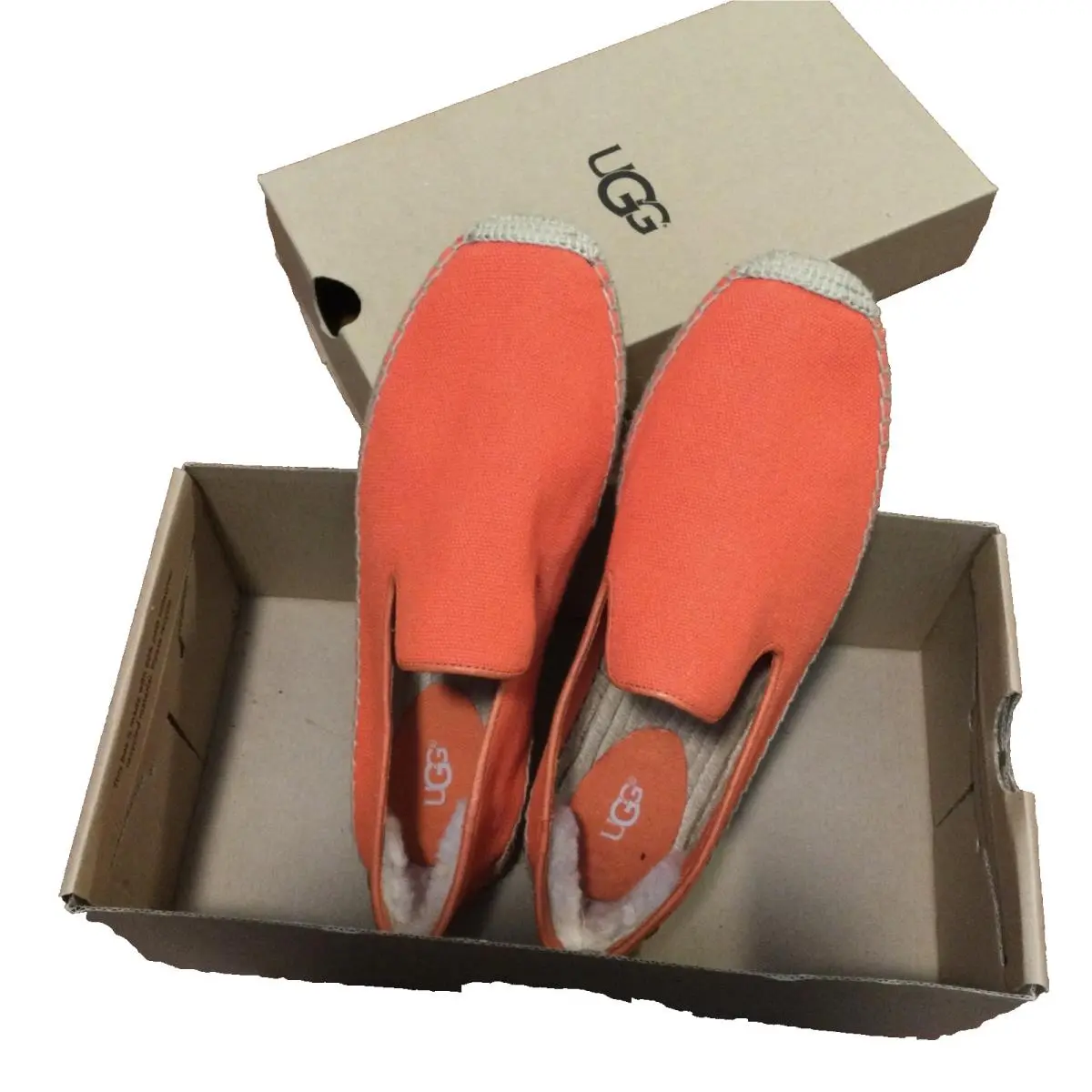 Ugg Australia Sandrinne II Orange Suede Espadrille Loafers 1014321 Size US 8
