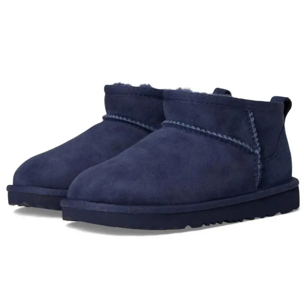 Big Kids Size 6- Ugg Classic Ultra Mini Boots Navy Shearling Suede Shoes