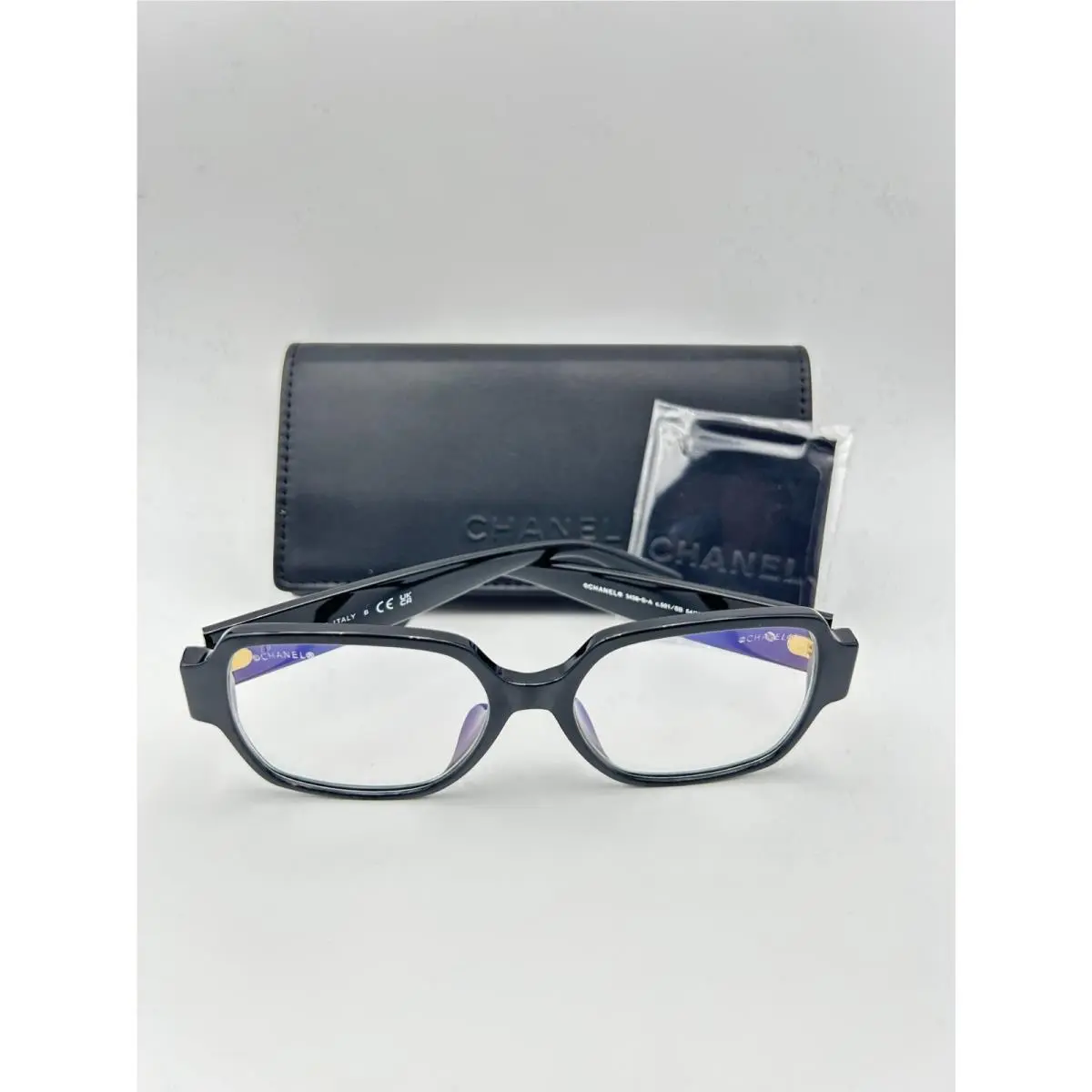 Chanel Eyeglasses 3438 S A 501/SB Black Gold Blue Light Heart 54 17 140