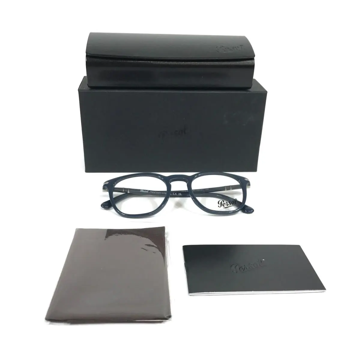 Persol Eyeglasses Frames 3318-V 1186 Shiny Dusty Blue Square Full Rim 49-21-145