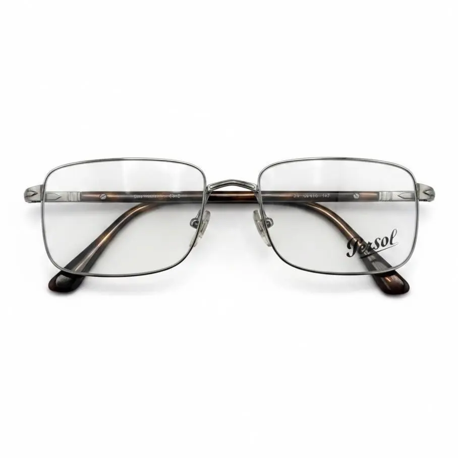 Persol 2482-V 513 Men`s Gunmetal Eyeglasses Full Rim Demo Lens Rectangle Shape