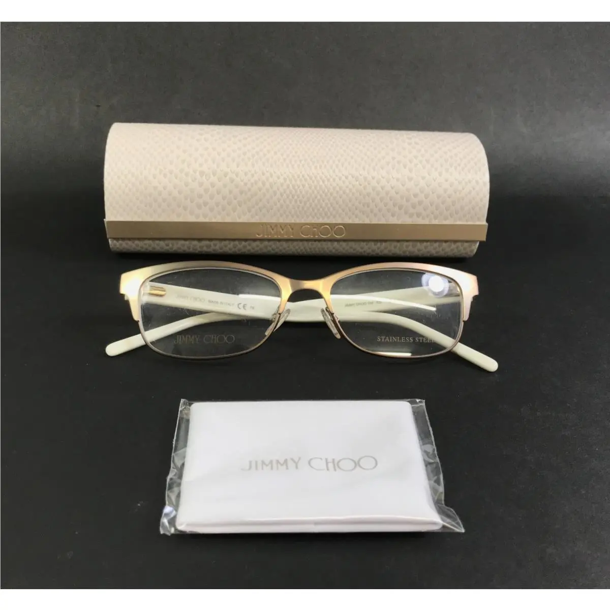 Jimmy Choo Eyeglasses Frames 164 32L Matte Light Brown White Cat Eye 53-17-145