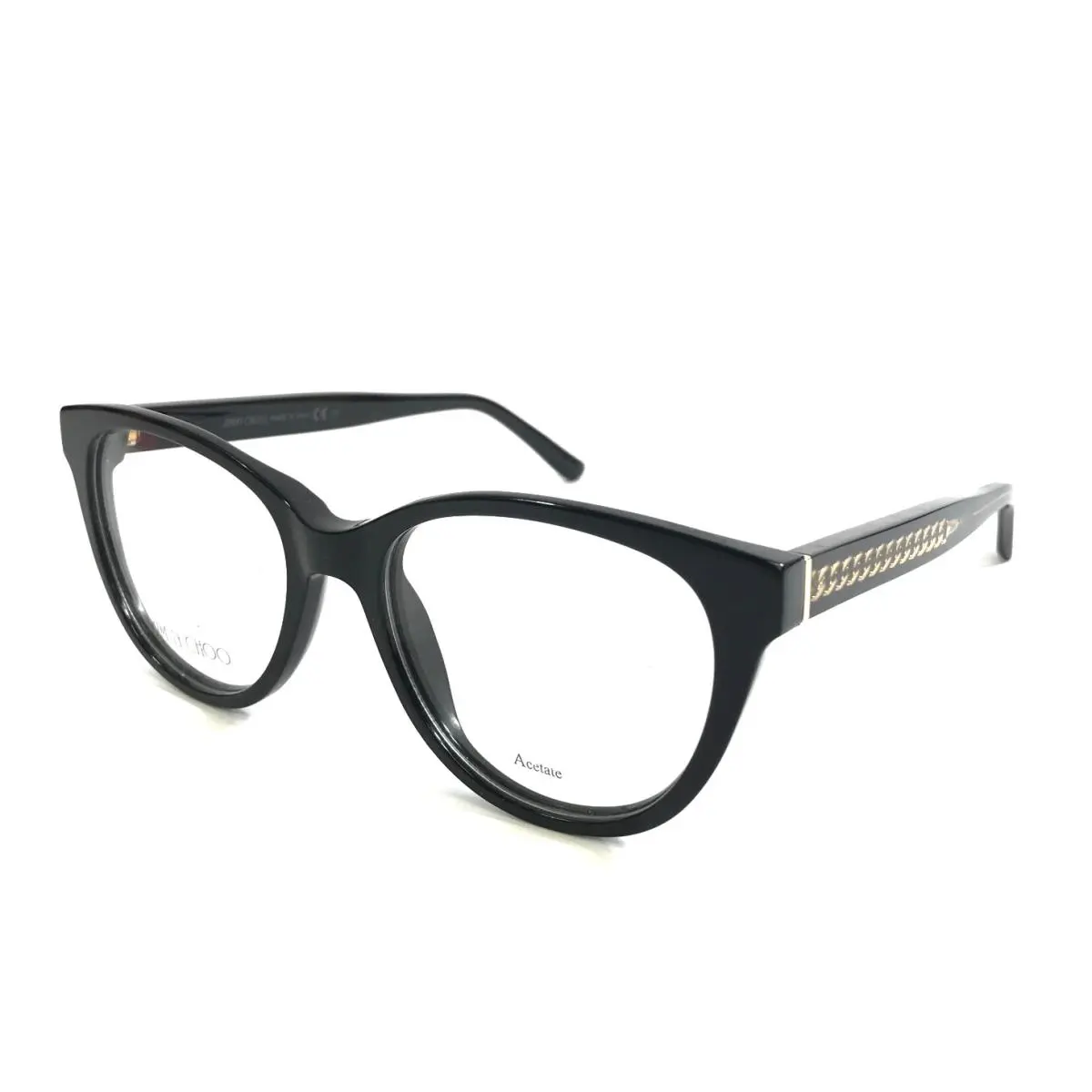 Jimmy Choo Eyeglasses Frames JC194 807 Black Gold Cat Eye Full Rim 52-18-140