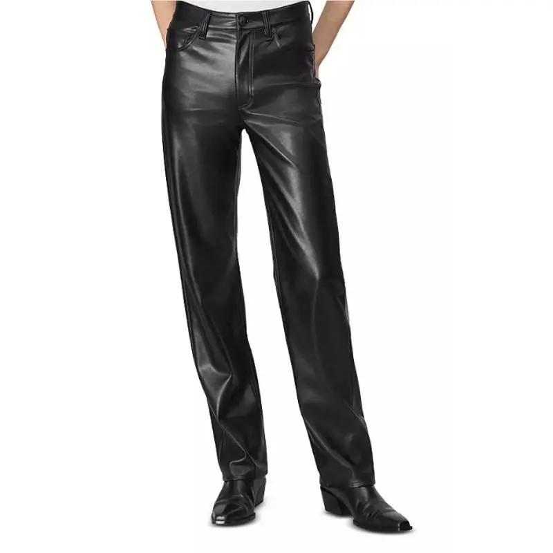 Rag Bone Harlow Leather Straight Pants Black Size 23