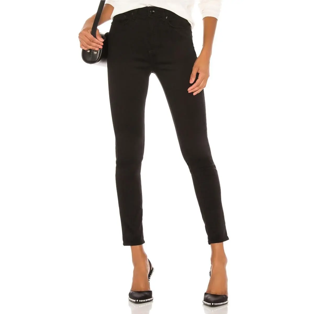 Rag Bone Nina High Rise Skinny in No Fade Black Stretch Jeans 26