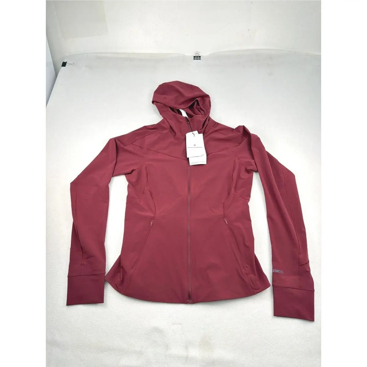 Lululemon Mist Over Windbreaker Burgundy Bay Hooded Jacket LW4B3RS Size 8