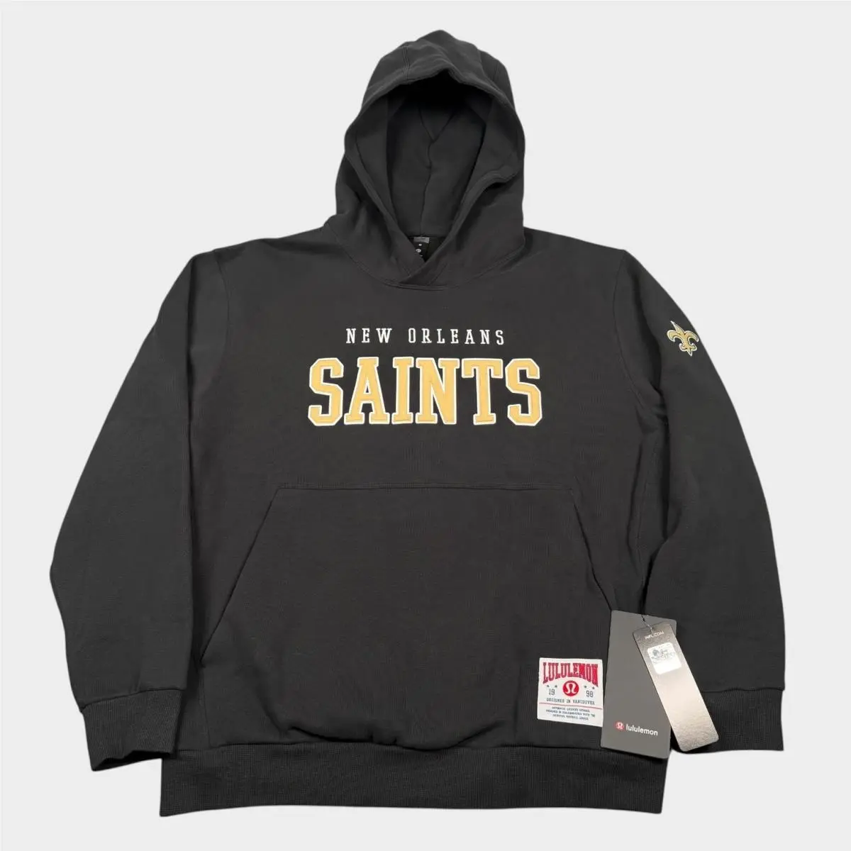 Lululemon Steady State Pullover Hoodie Men`s Medium Black Orleans Saints