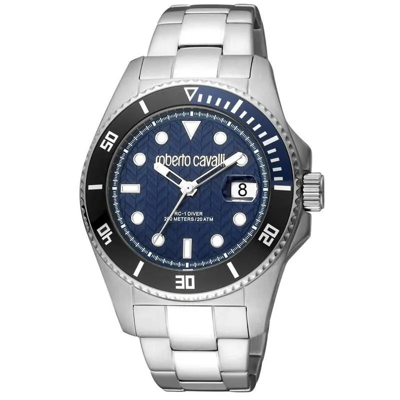 Roberto Cavalli Men`s RC5G042M0045 Blue Dial Stainless Steel Quartz Watch