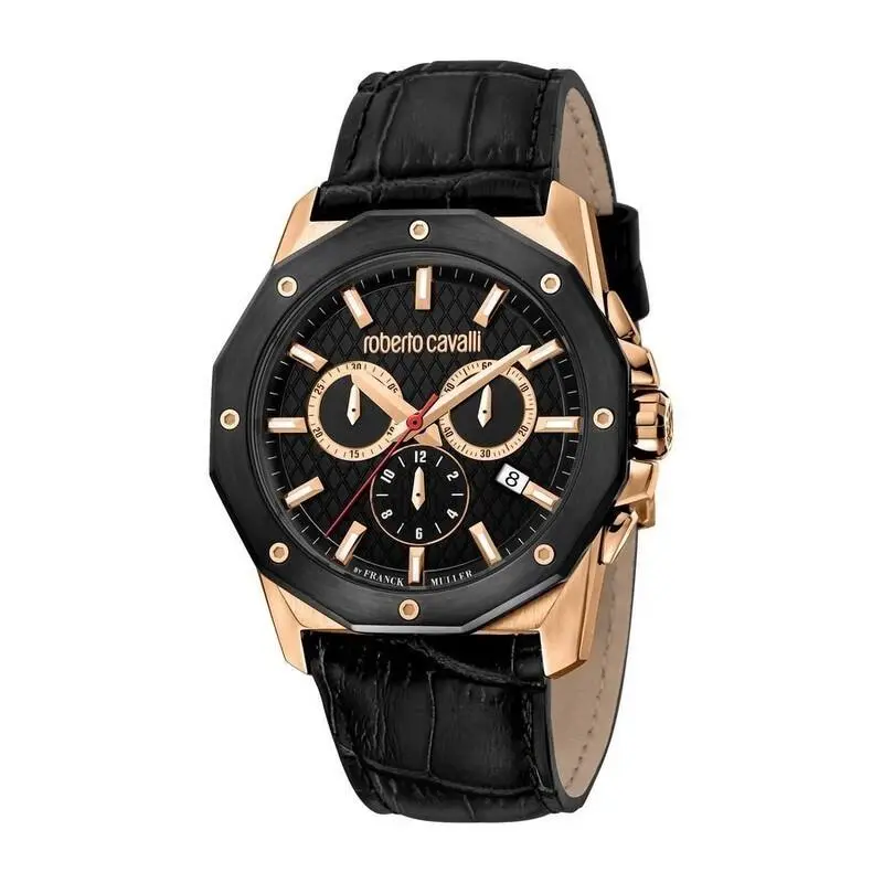 Roberto Cavalli by Franck Muller Men`s RV1G170L0041 Chrono Date Leather Watch