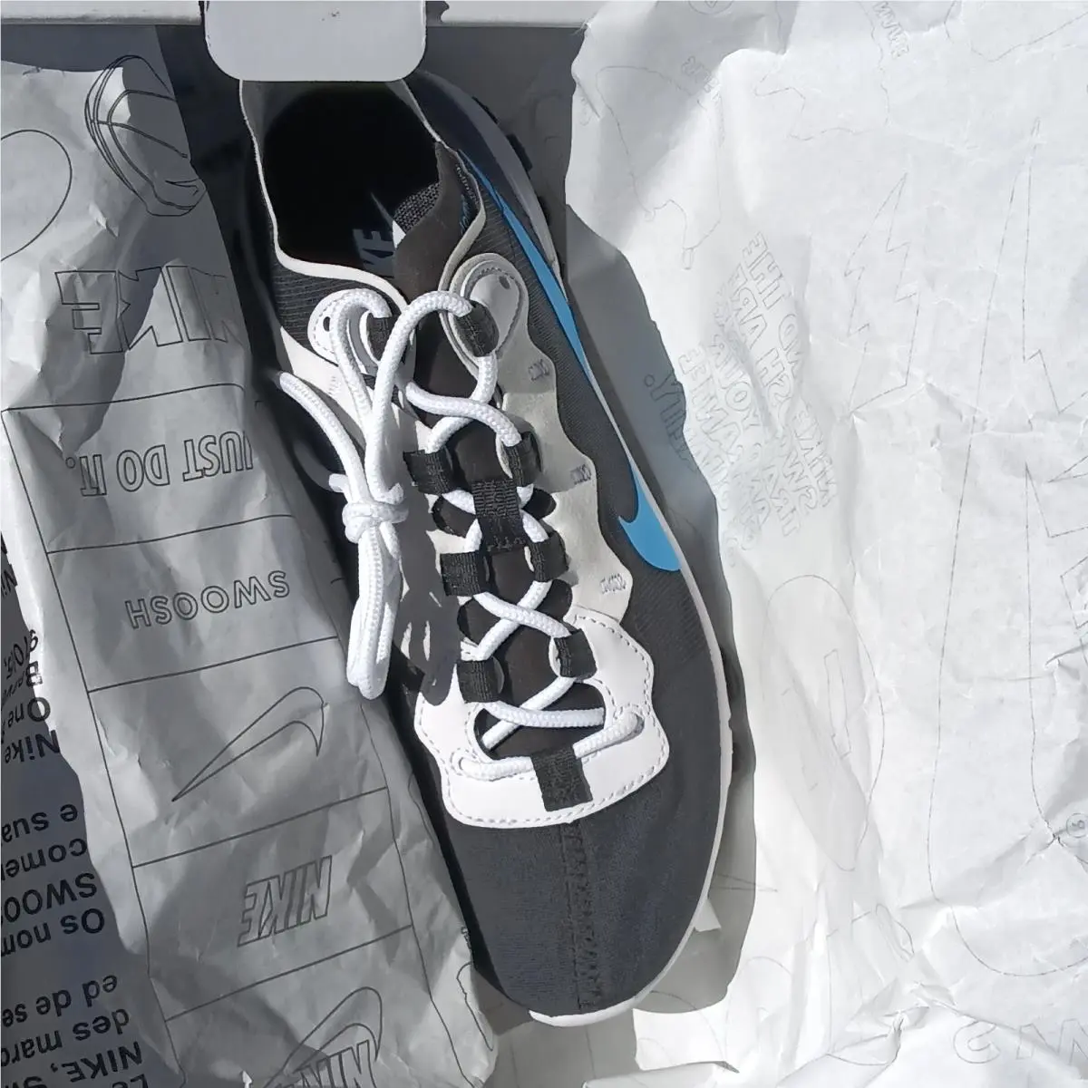 Nike shoes - Nike React Element 55 - React Element - custom/ Nike by you - Black / Aqua Blue / White / Pure Platinum 0