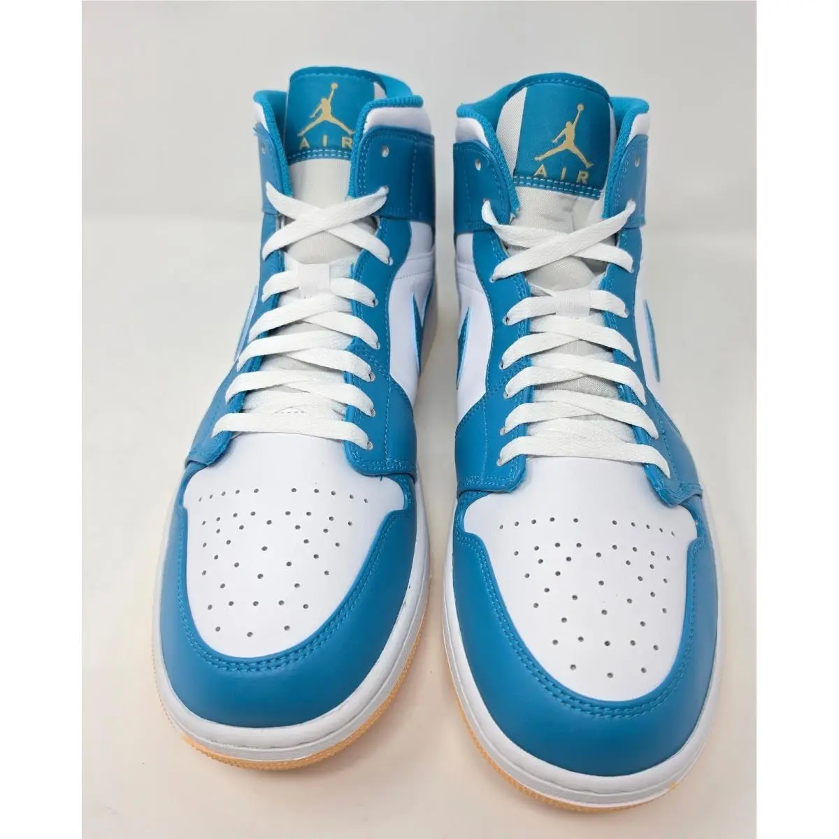 Nike shoes - Jordan 1 Mid Aquatone Celestial Gold White - Blue 0