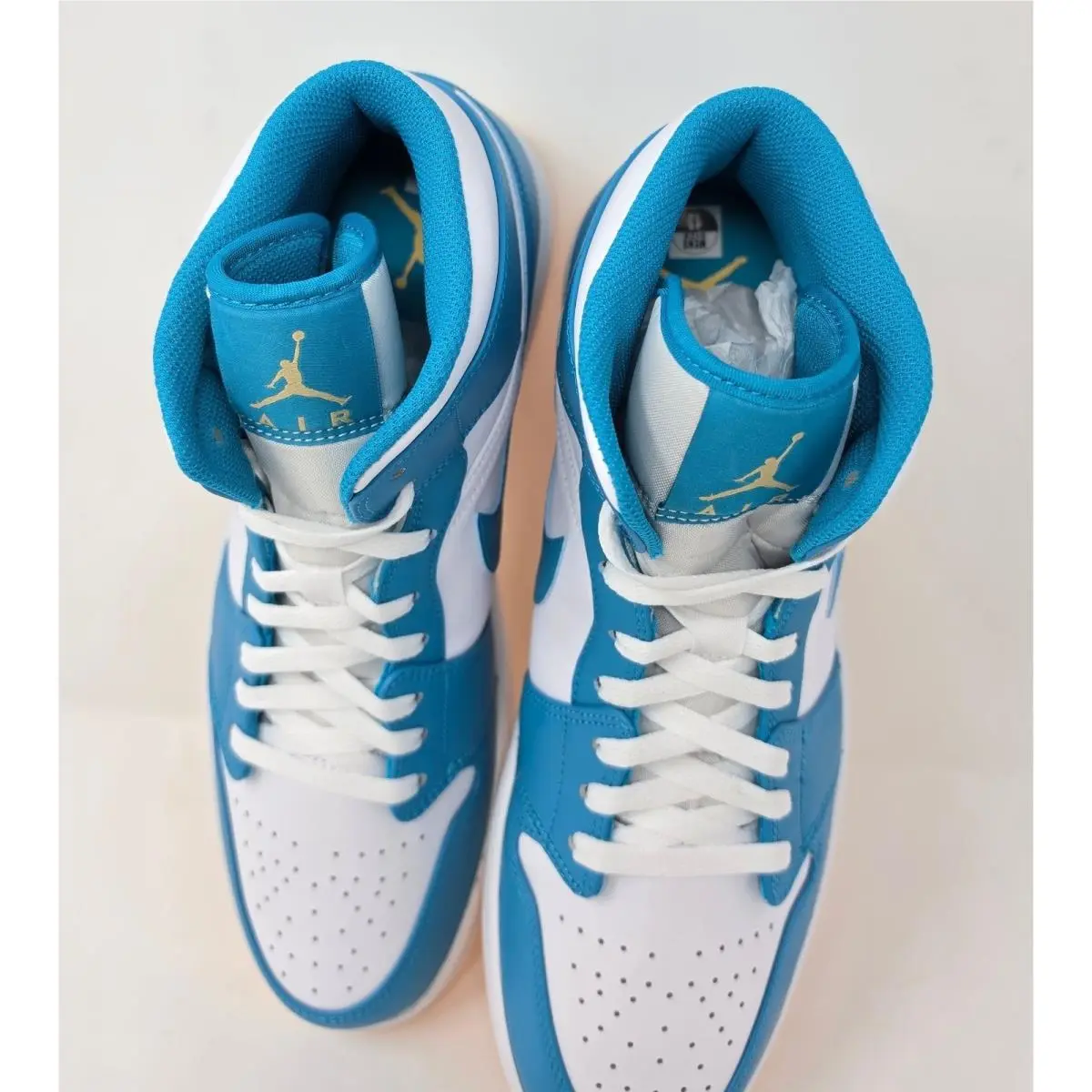 Nike shoes - Jordan 1 Mid Aquatone Celestial Gold White - Blue 1