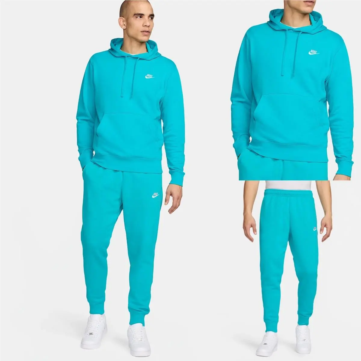 Nike Sportswear Club Fleece Hoodie +jogger Men Size M Teal BV2654-345 BV2671-345