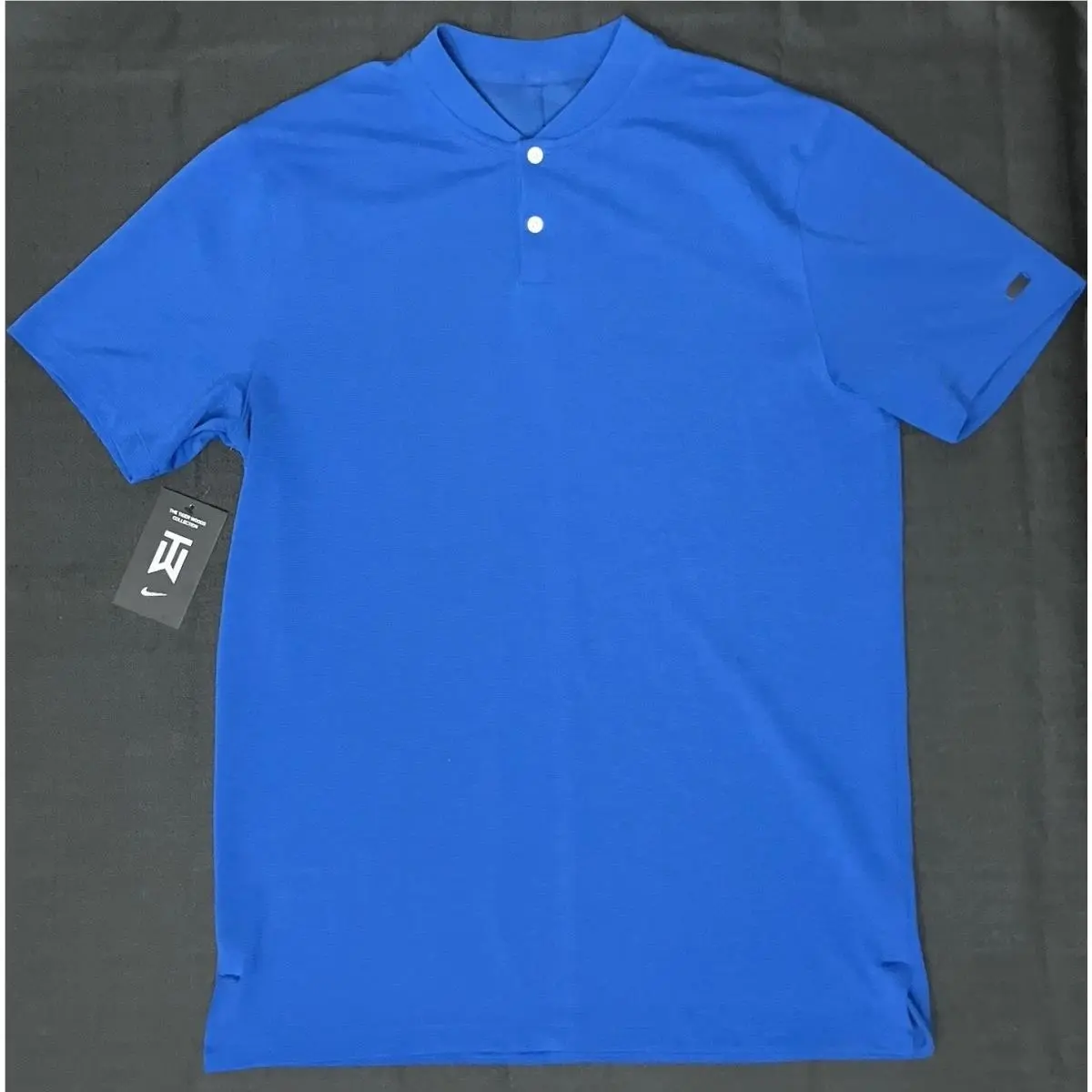 Nike clothing - TW Tiger Woods AeroReact Mock Blade Polo - Game Royal Blue Black 2