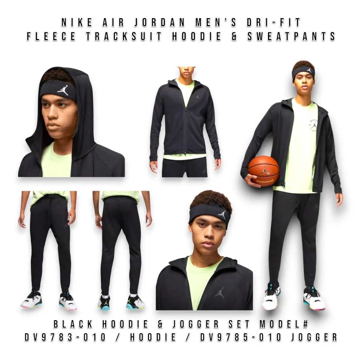 Nike Air Jordan Dri-fit Tracksuit Set Men’s Hoodie Joggers Set Size 2XL _A1
