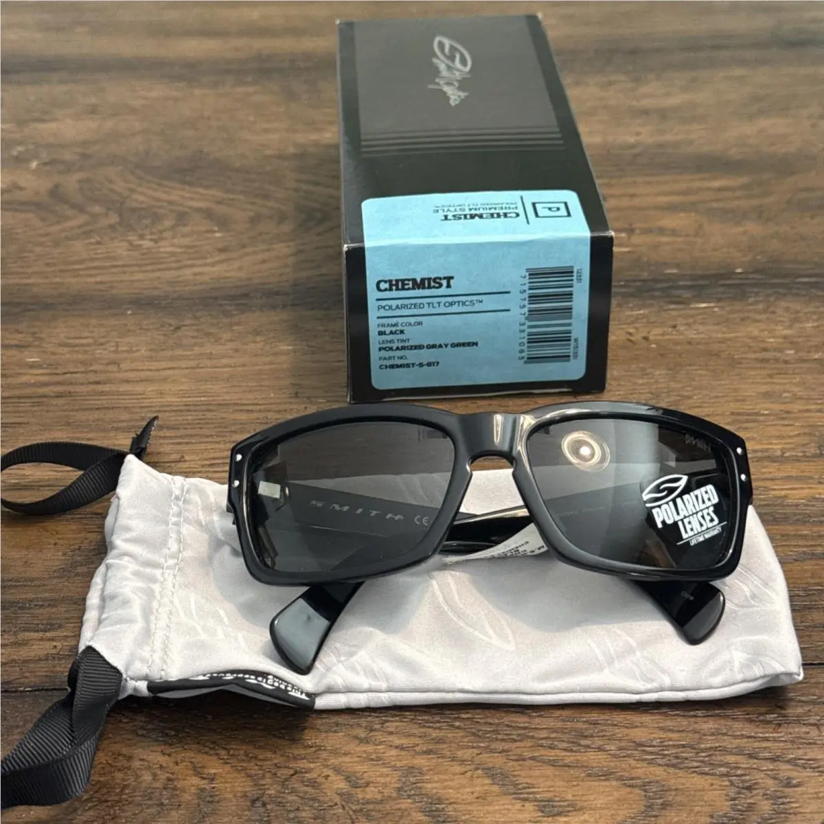 Smith Optics Chemist Sunglasses Black Polarized Gray Green Frames