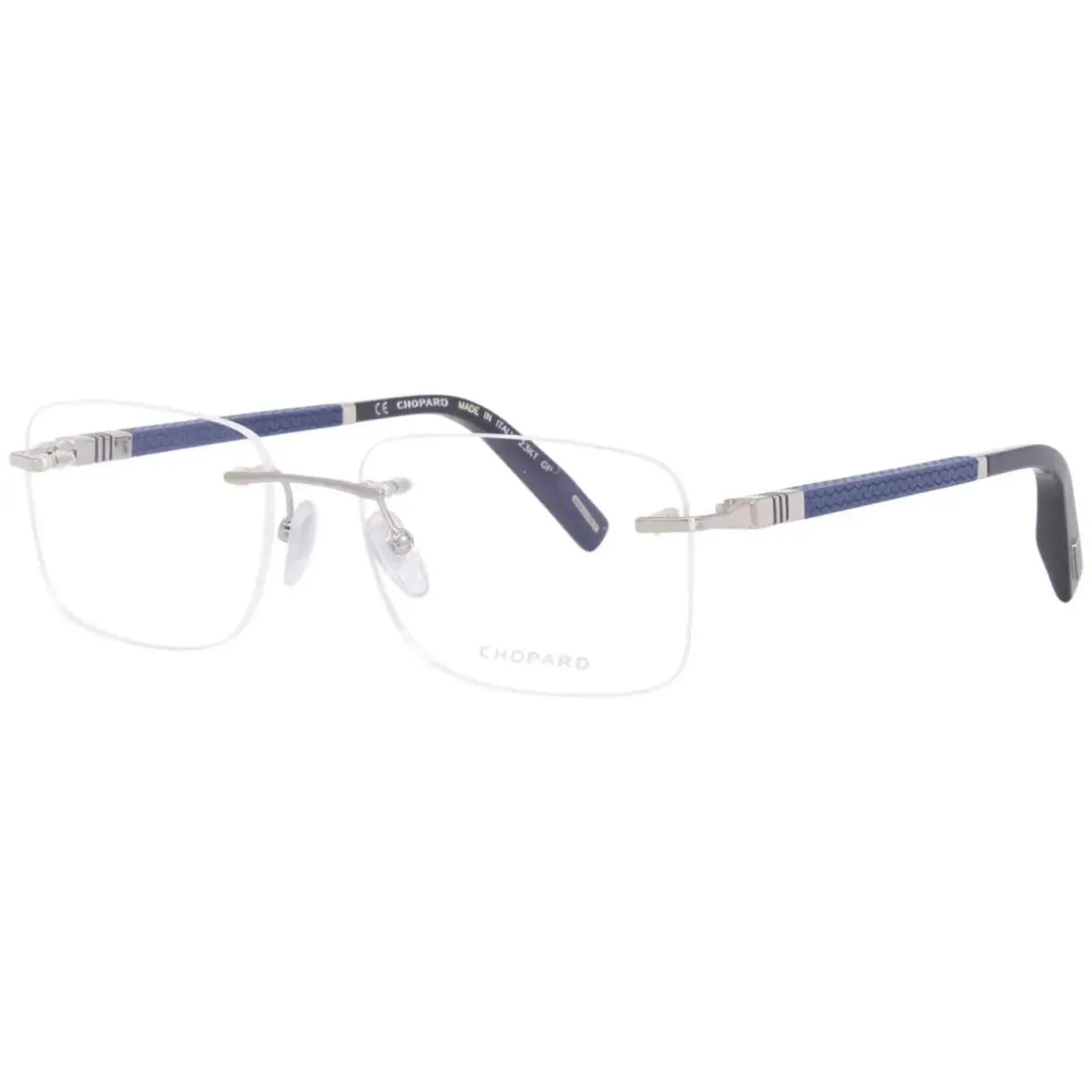 Chopard VCHF58 0E70 Eyeglasses Frame Men`s Silver Rimless Rectangular 56mm