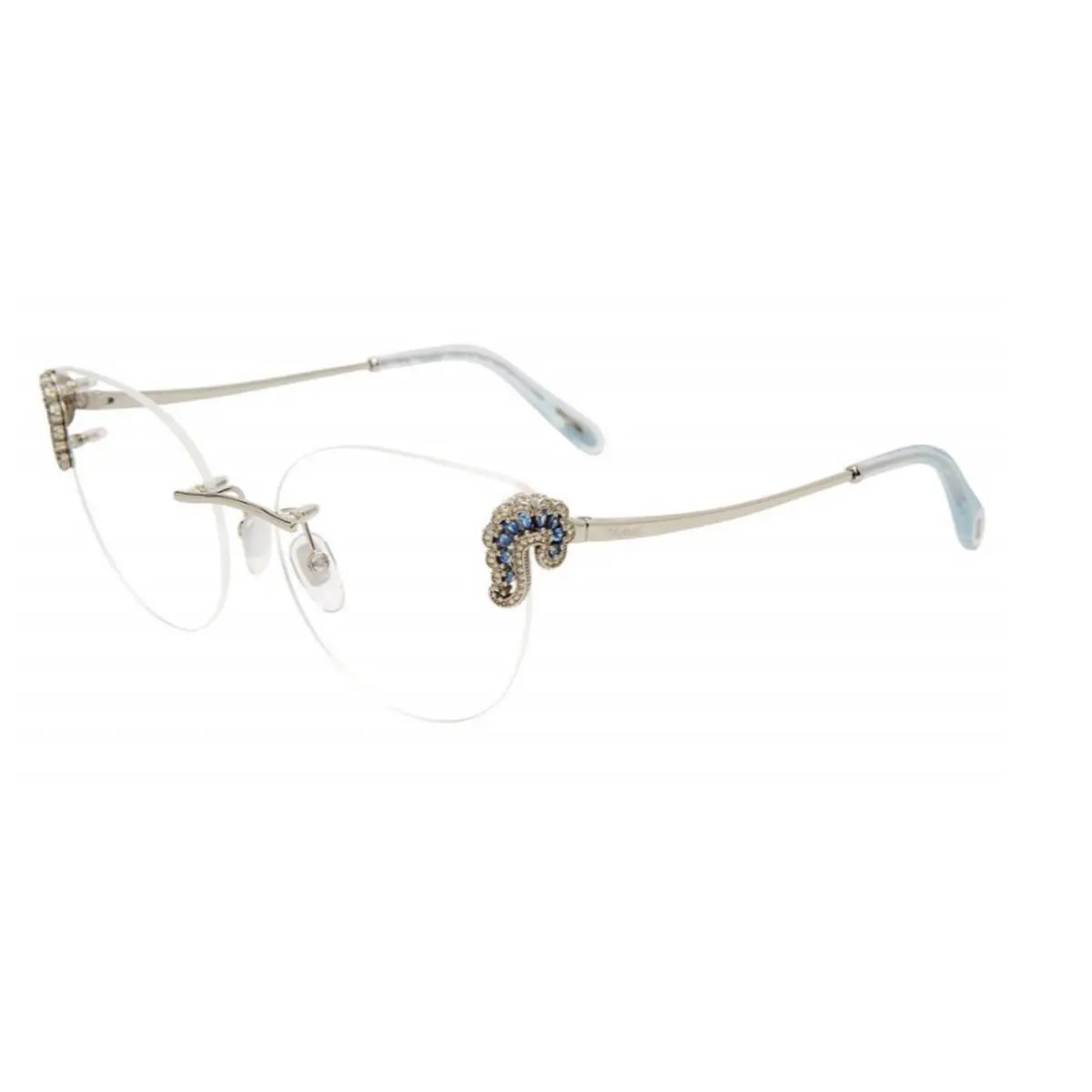 Chopard VCHG03S 0579 57 Silver Cat Eye Rimless Optical Frame Eyeglasses
