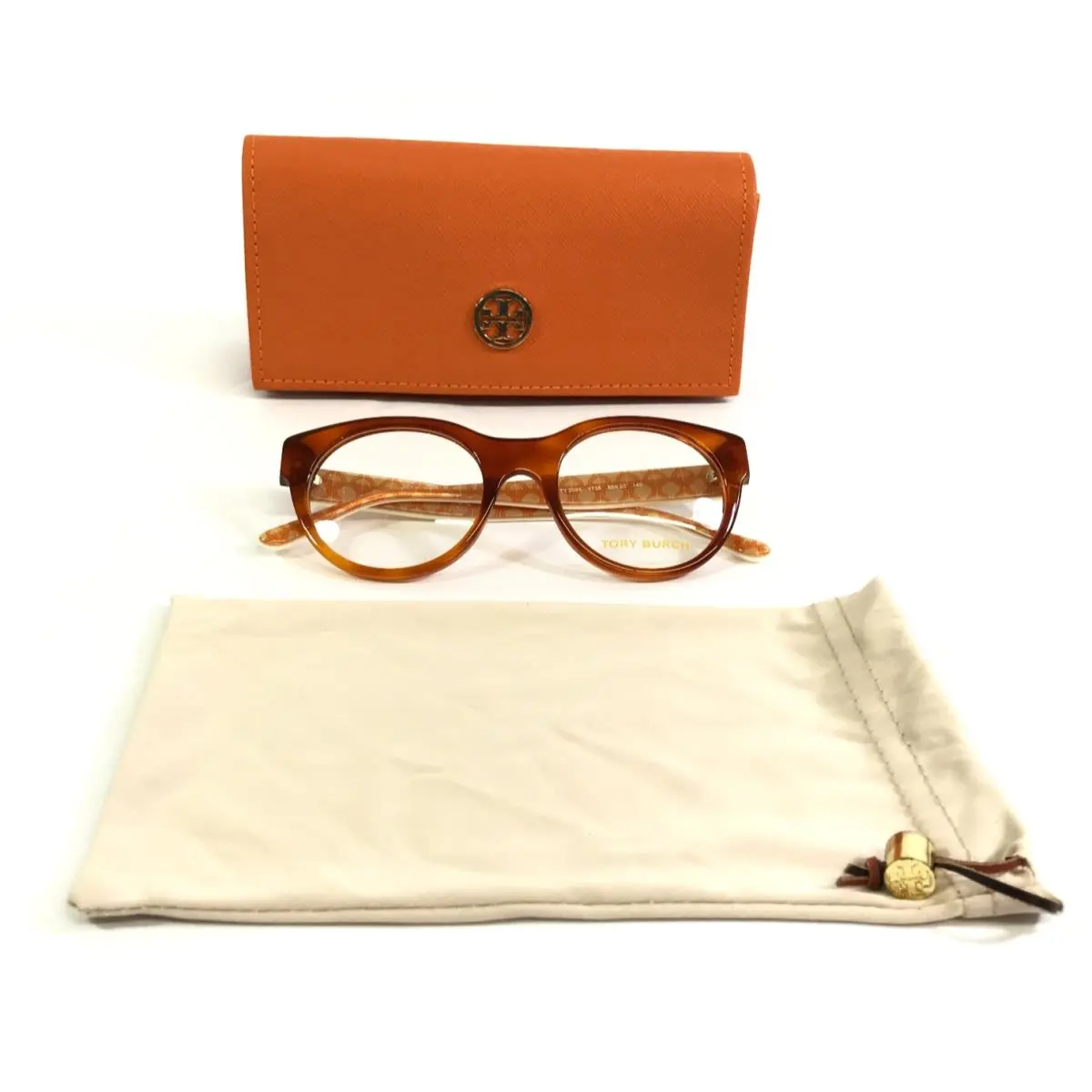 Tory Burch Eyeglasses Frames TY2085 1736 Havana Orange Round Full Rim 50-20-140
