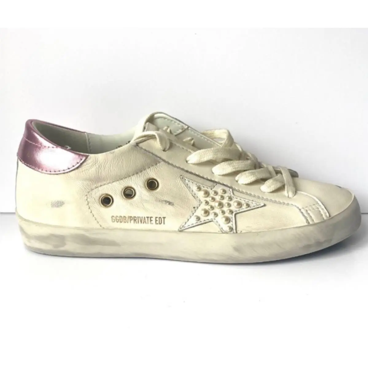 Golden Goose - Super Star in White/pink/studded Star - US6/EU36