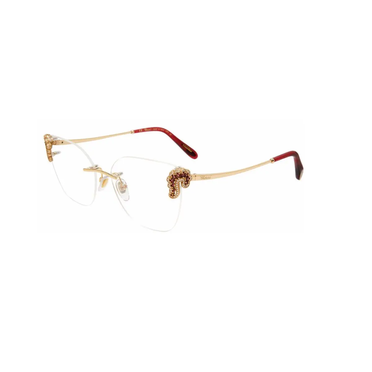 Chopard VCHG04S 579Y Titanium Eyeglasses Womens Palladium/23KT White Gold Plated