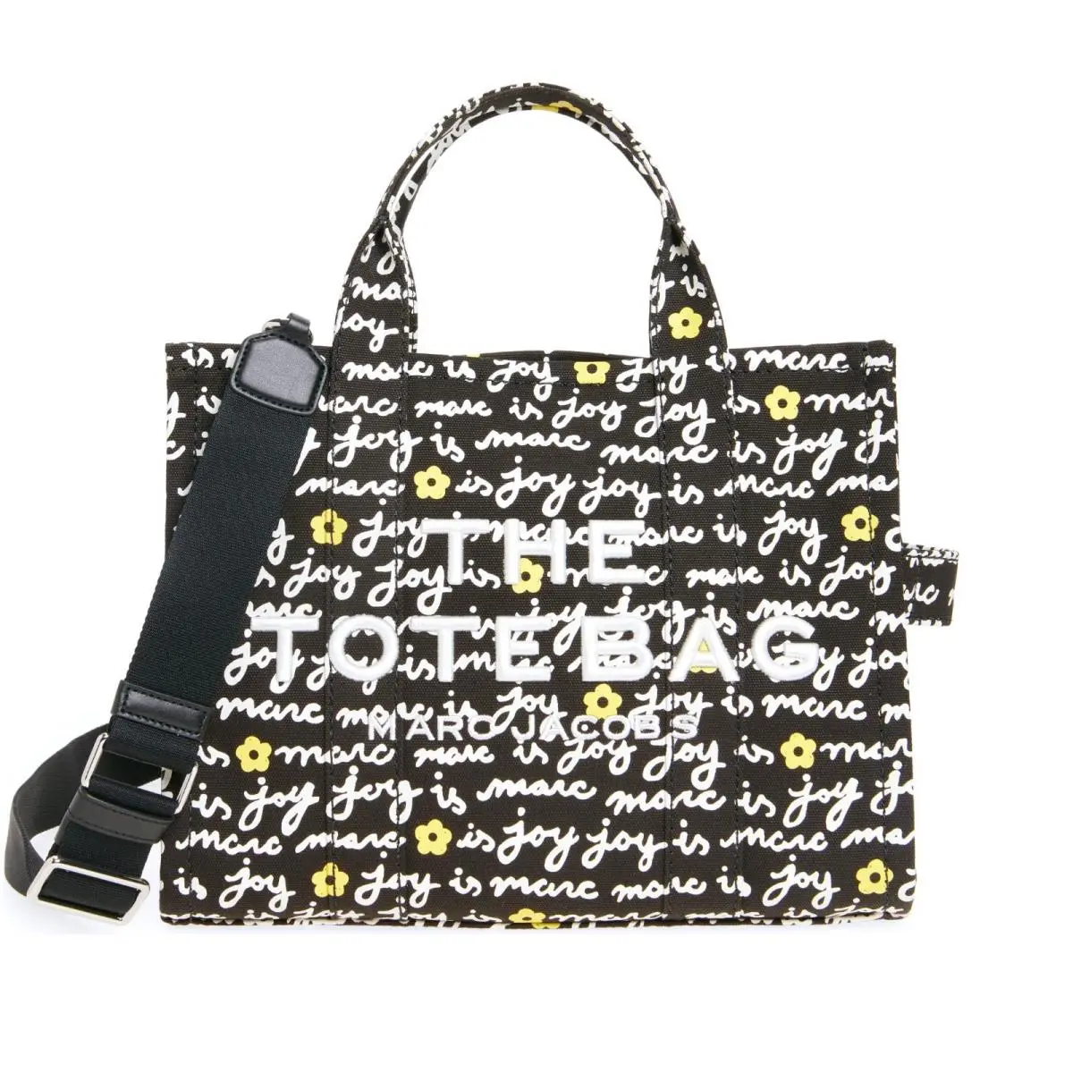 Limited Release Marc Jacobs Medium Joy Tote Bag Crossbody Black Canvas