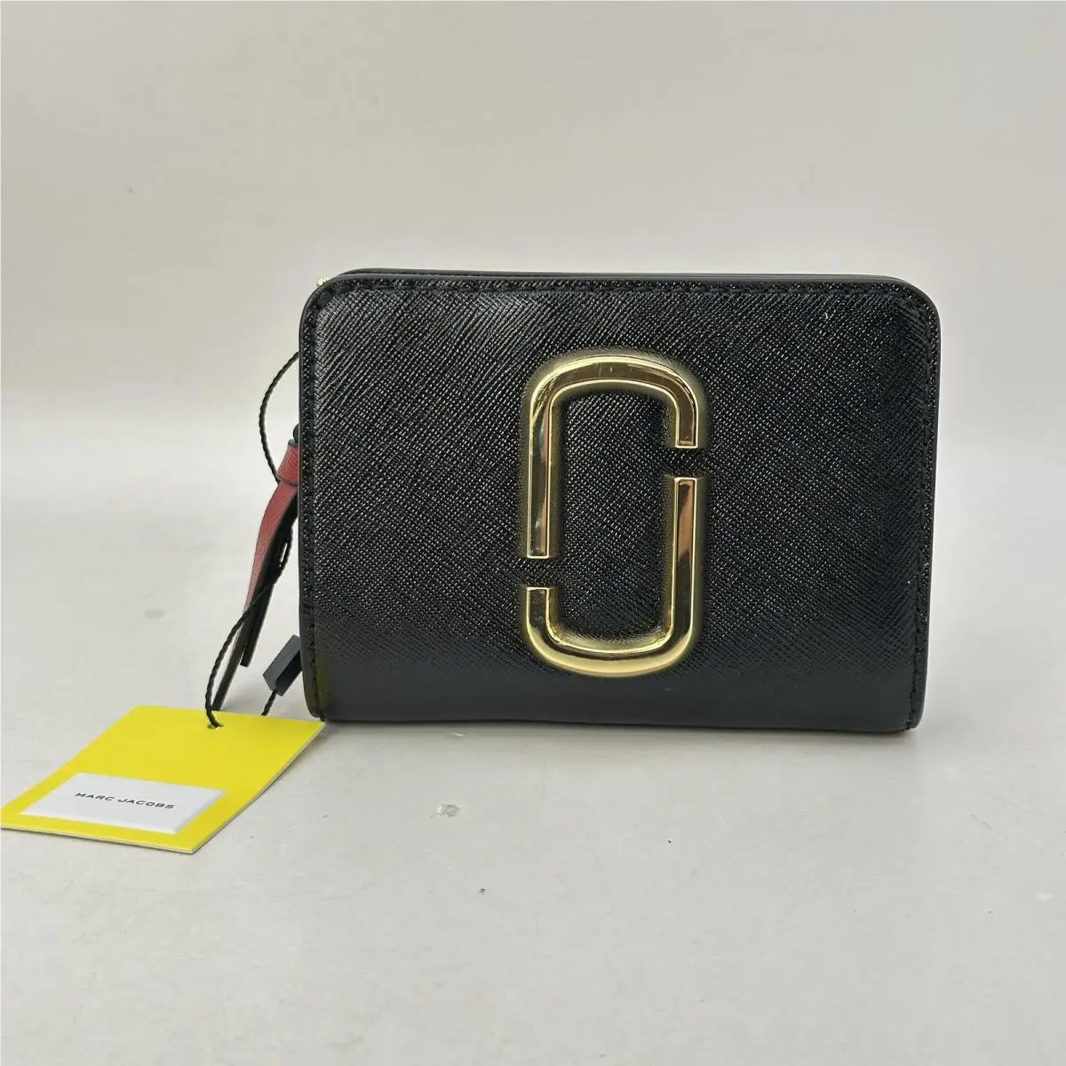 Marc Jacobs Womens The Mini Snapshot Compact Wallet Saffiano Leather Black Multi