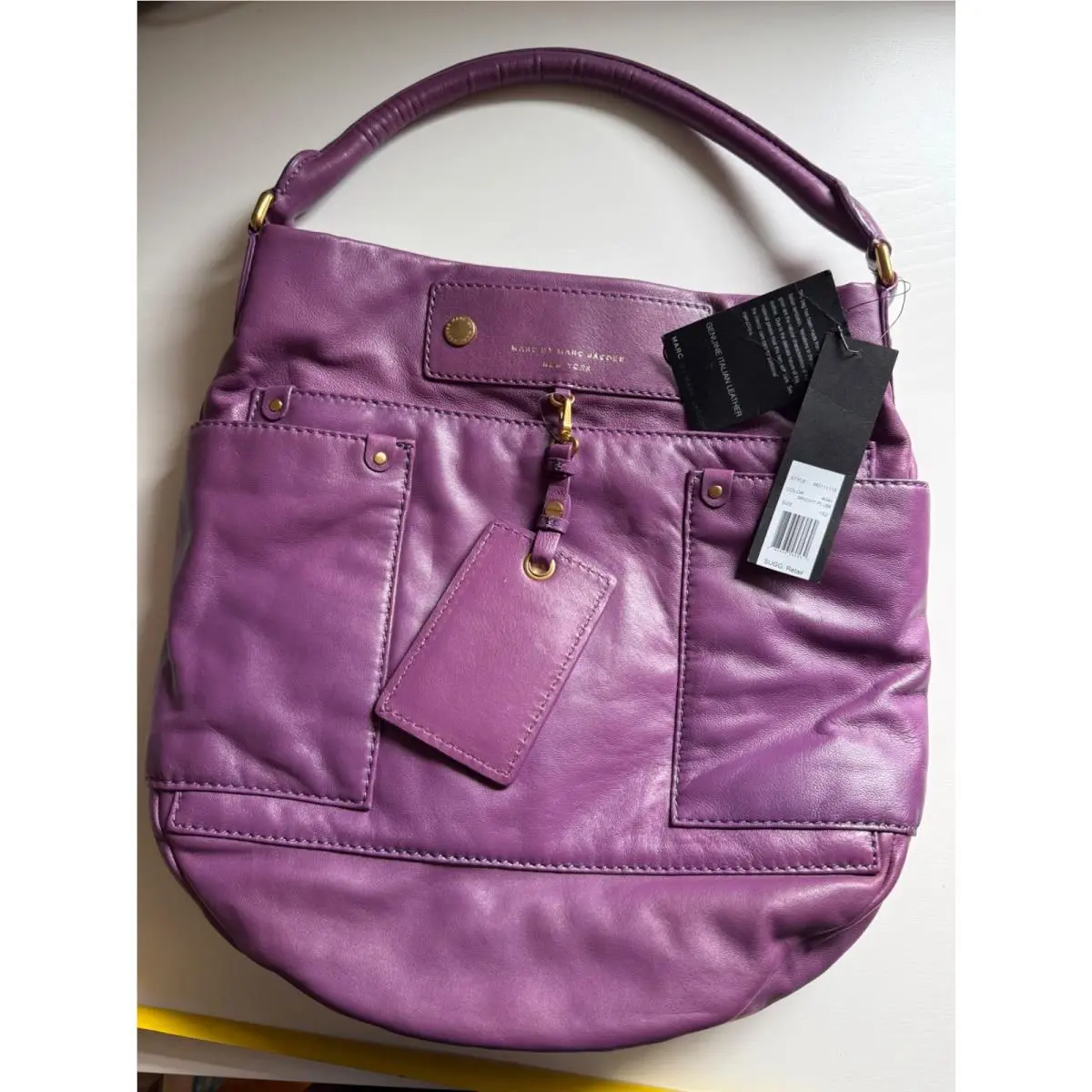 Marc By Marc Jacobs Classic Q Hillier Leather Hobo Shoulder Bag Amethyst