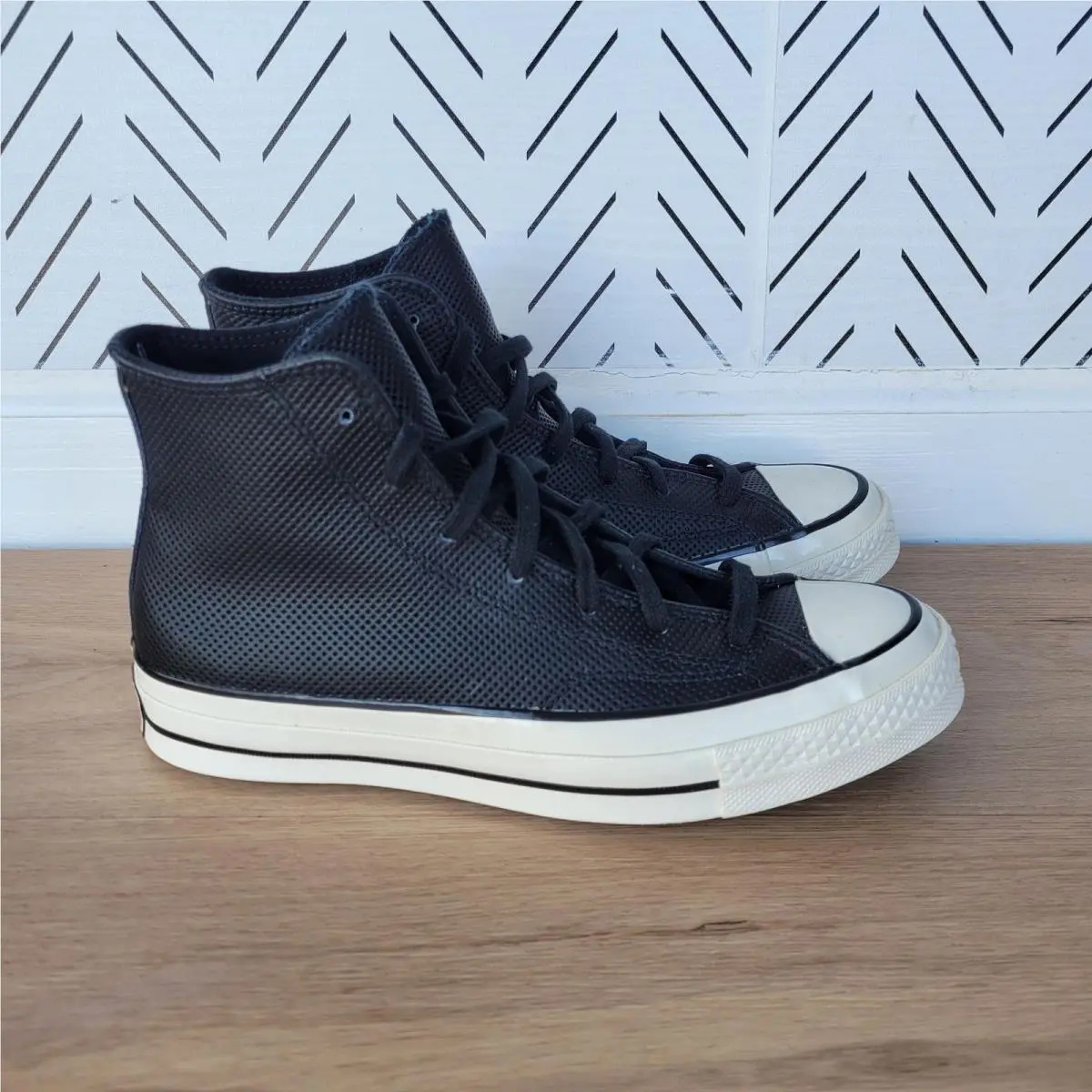 ⭐converse Chuck 70 Hi Size 6 Men Shoes Black Leather Premium Sneakers A08637C