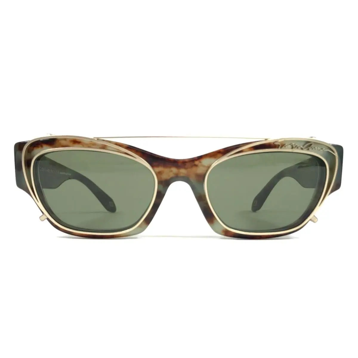 Giorgio Armani Sunglasses AR8185-U 5977/1W Mottled Brown Green Frames w Clip Ons