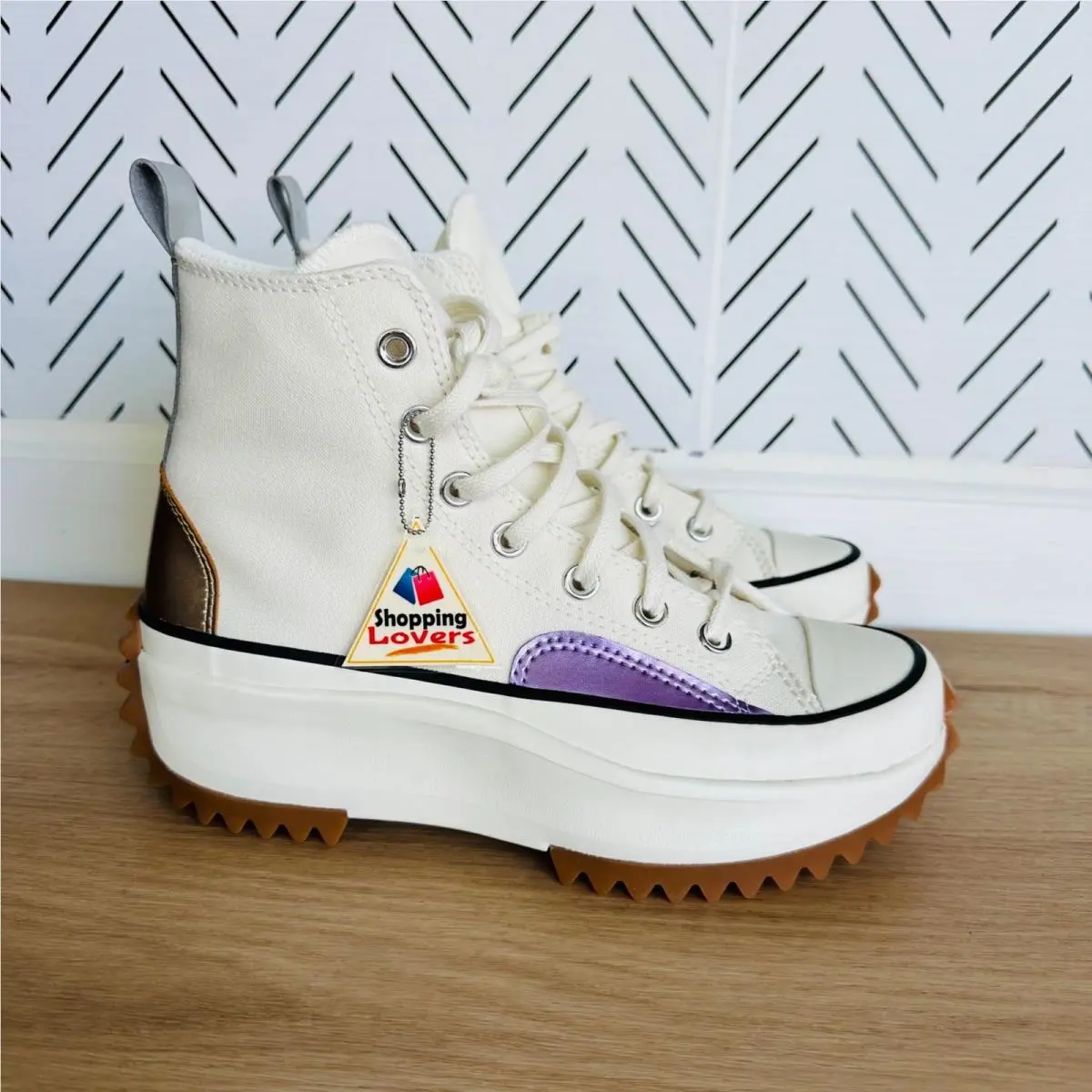 ⭐converse Run Star Hike Hi Platform Sz 8 Mens Shoes Beige Purple Sneaker A09796C