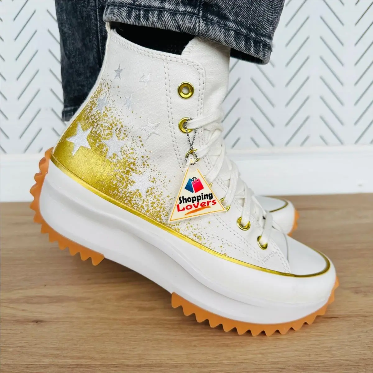 Converse Run Star Hike Hi Women Shoes Sz 7.5 Embroidered Stars Sneaker A12900C