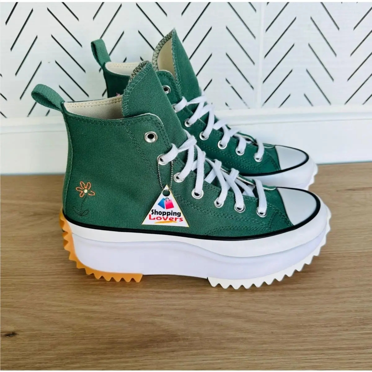 ⭐converse Run Star Hike Platform Sz 5 Men`s Shoes Flowers Green Sneakers A11562C