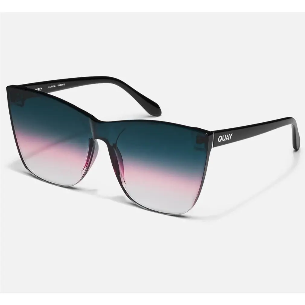 Quay Come Thru Black Teal Glow Sunglasses 80891