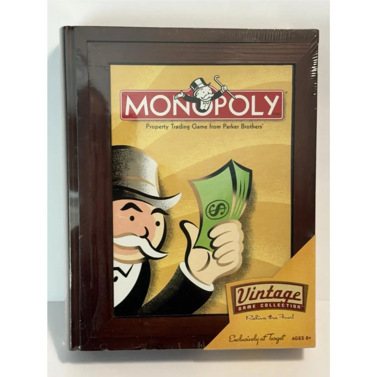 Monopoly Vintage Game Collection Wooden Bookshelf Board 2005 Hasbro 42749