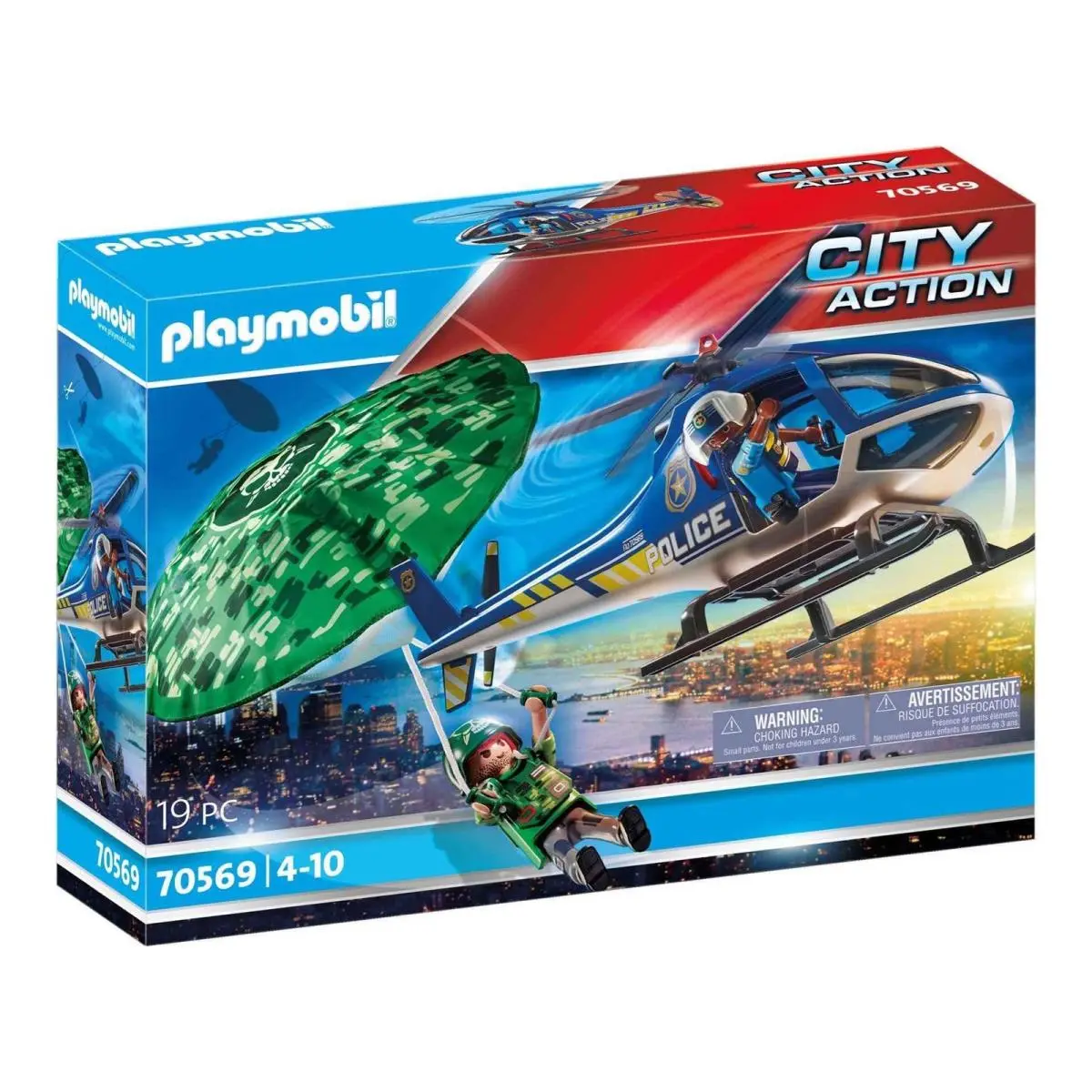 Playmobil 70569 City Action Police Parachute Pursuit Search Fun Imaginative Rol