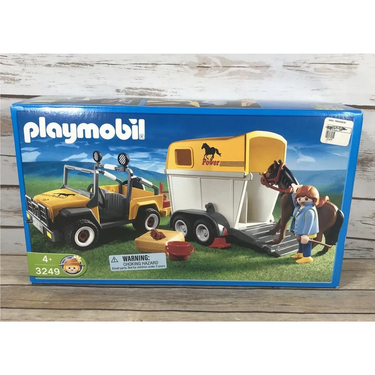 Vintage 2001 Playmobil Farm Horse Trailer Jeep 3249 Rare Horse Yellow 2001