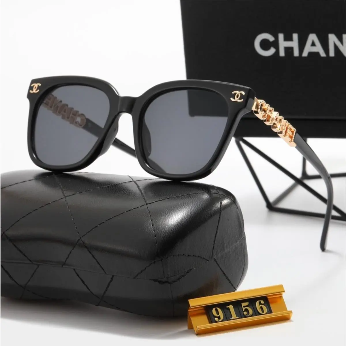 Gorgeous Chanel 0748 Square Black Eyeglasses 62-16-142 with Case and Box