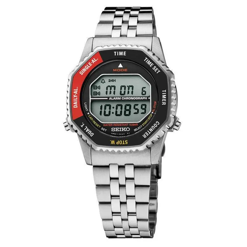 Rotocall Retro Digital Watch with Red Accents SMGG19 by Seiko
