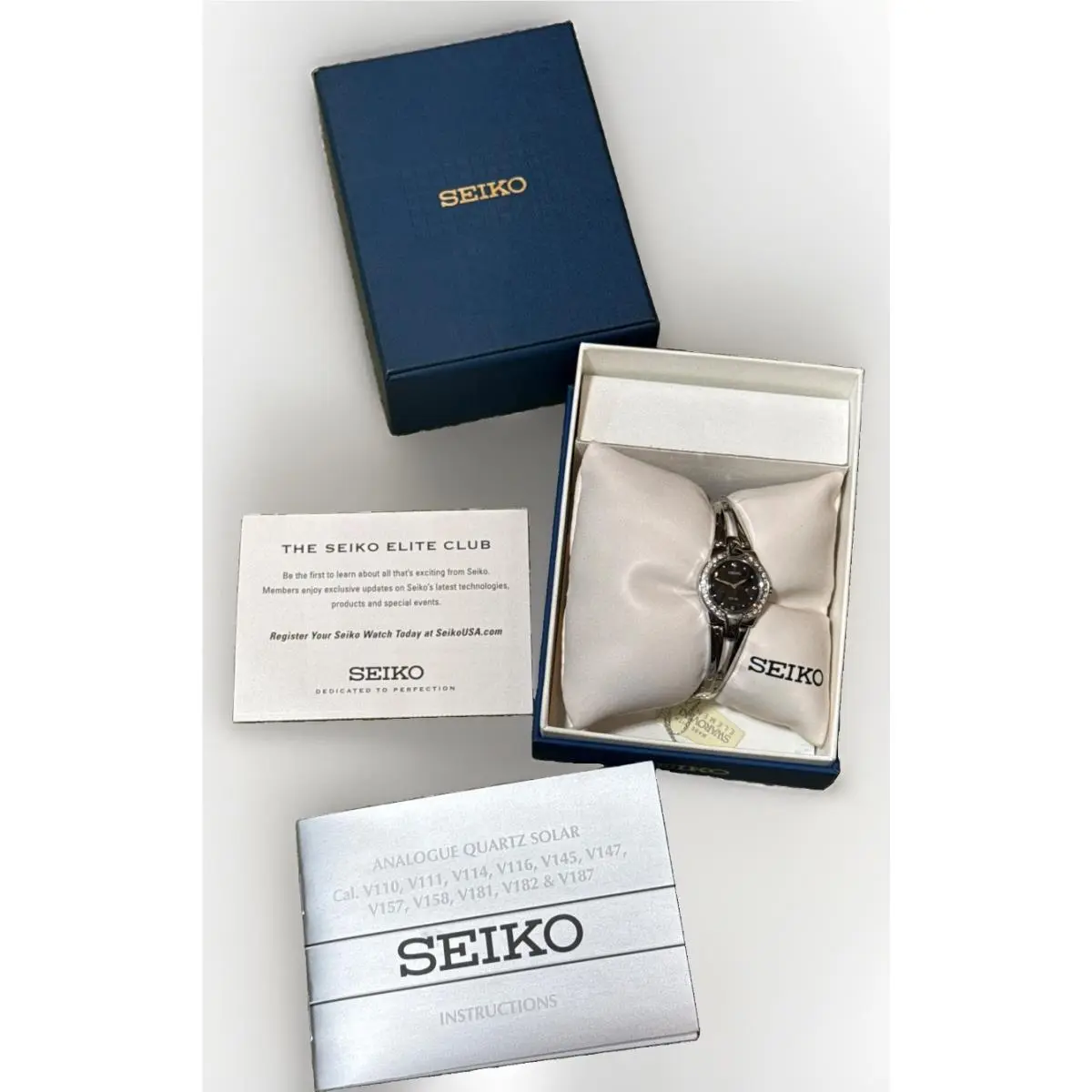 V114-0AF0 Solar Women`s Watch Diamond Bezzl + Directions by Seiko