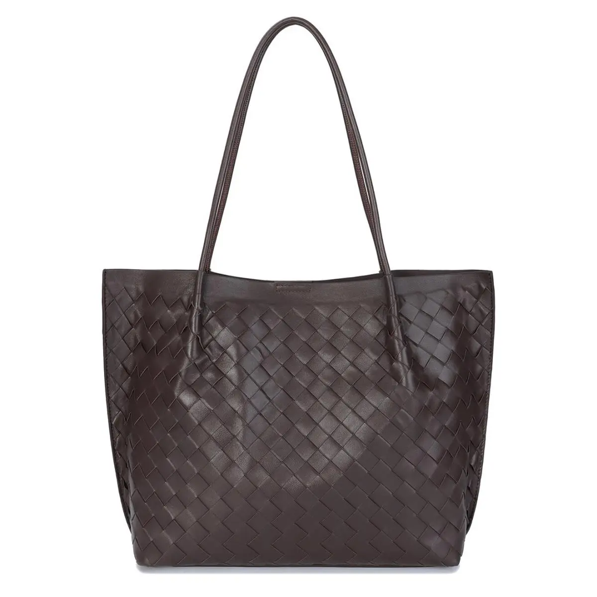 Tiffany Fred Paris Hand-woven Large Leather Tote Dark Brown