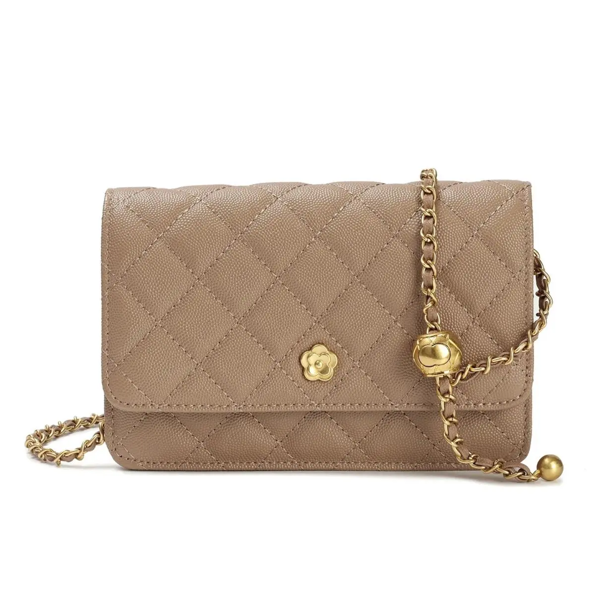 Tiffany Fred Paris Quilted Caviar Leather Crossbody Shoulder Bag - Tan