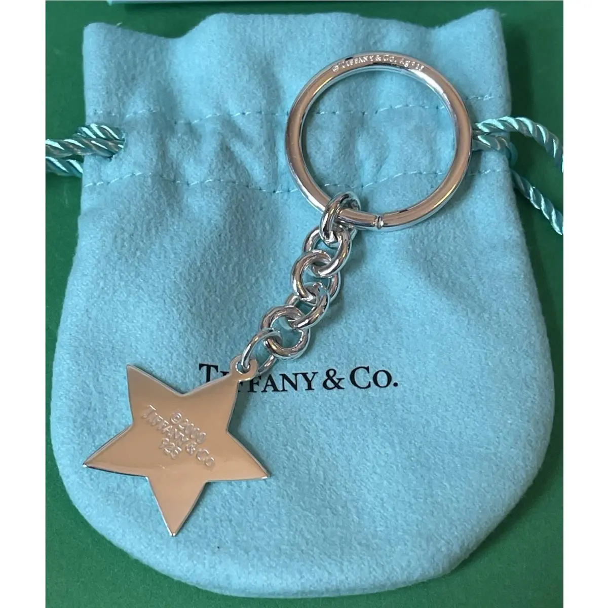 Tiffany Co. Star Sterling Silver .925 Charm Keychain Keyring No Engravings