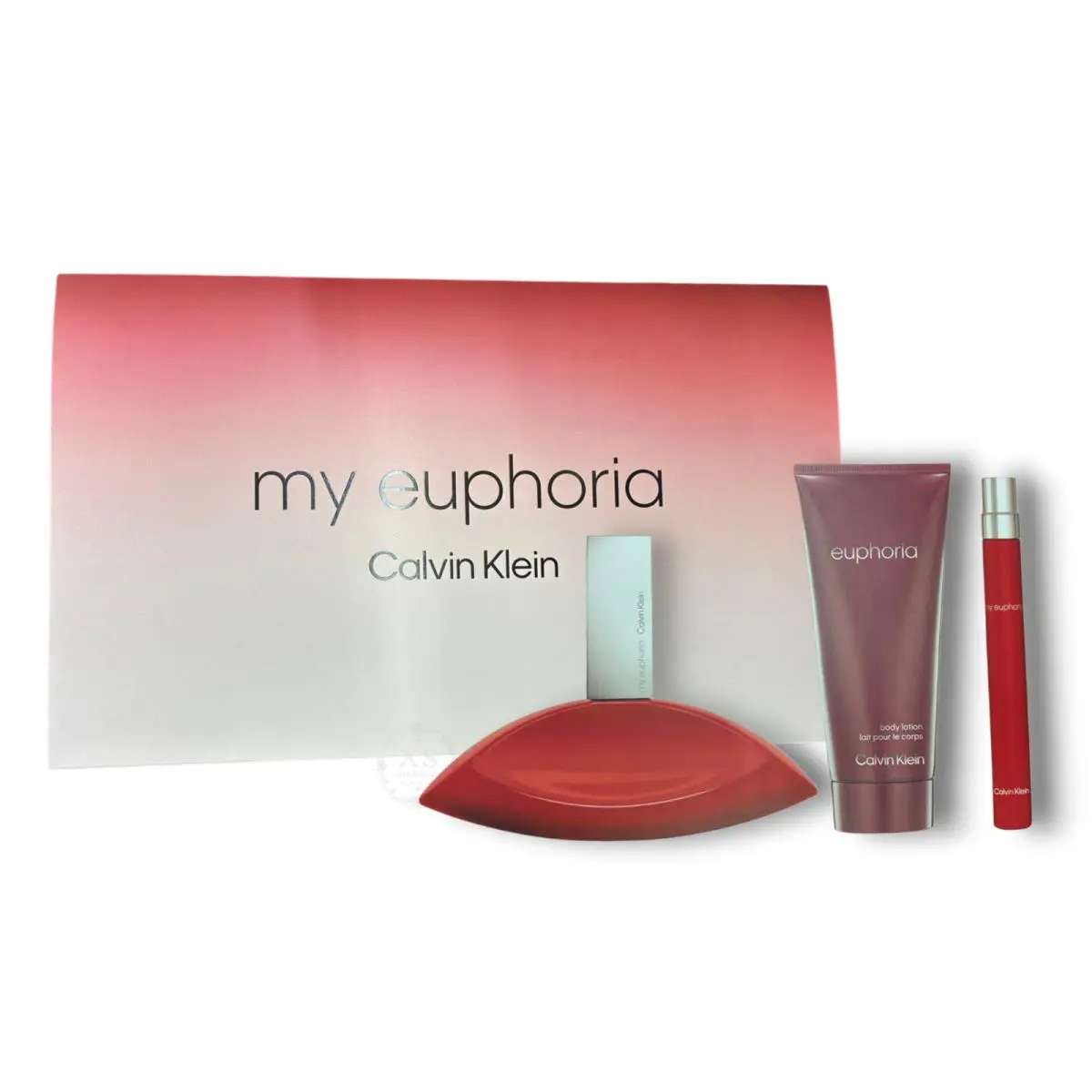 MY Euphoria by Calvin Klein 3 Pc`s Set ED Parfum 3.3+ 0.33 oz + B. Lotion 3.3oz