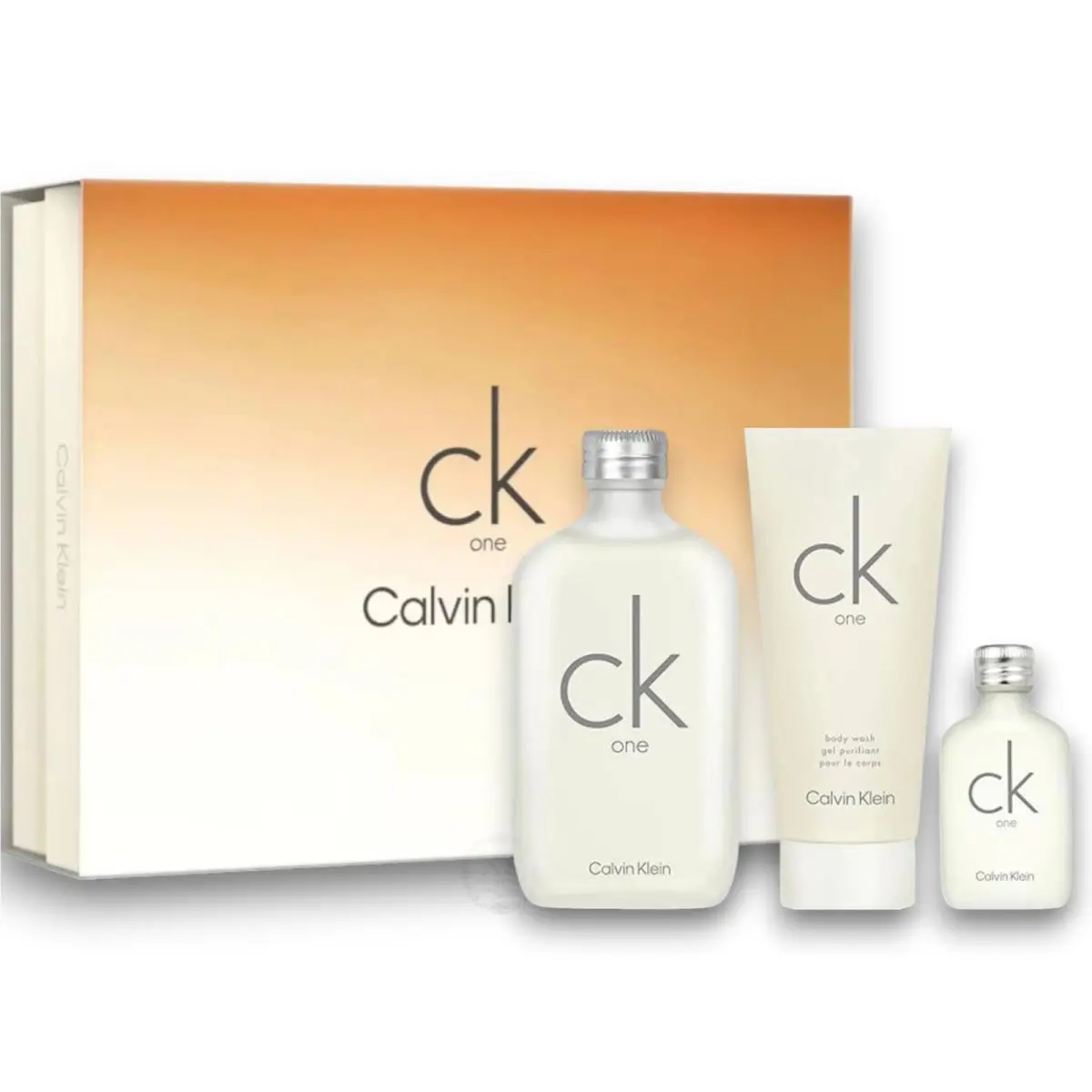 CK One by Calvin Klein 3 Pc`s Set Eau de Toilette Body Wash 3.3+ Mini .5oz