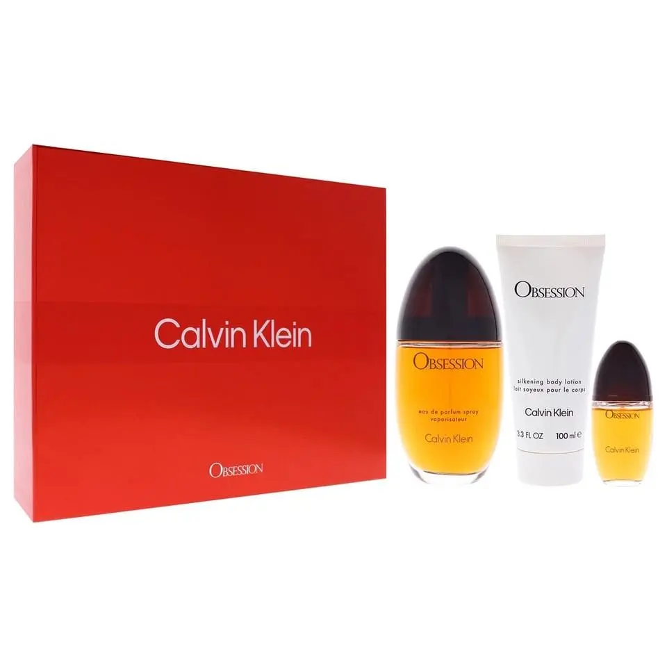 Calvin Klein Obsession 3PC Women`s Gift Set 100ml Edp + 100ml BL + 15ml Edp