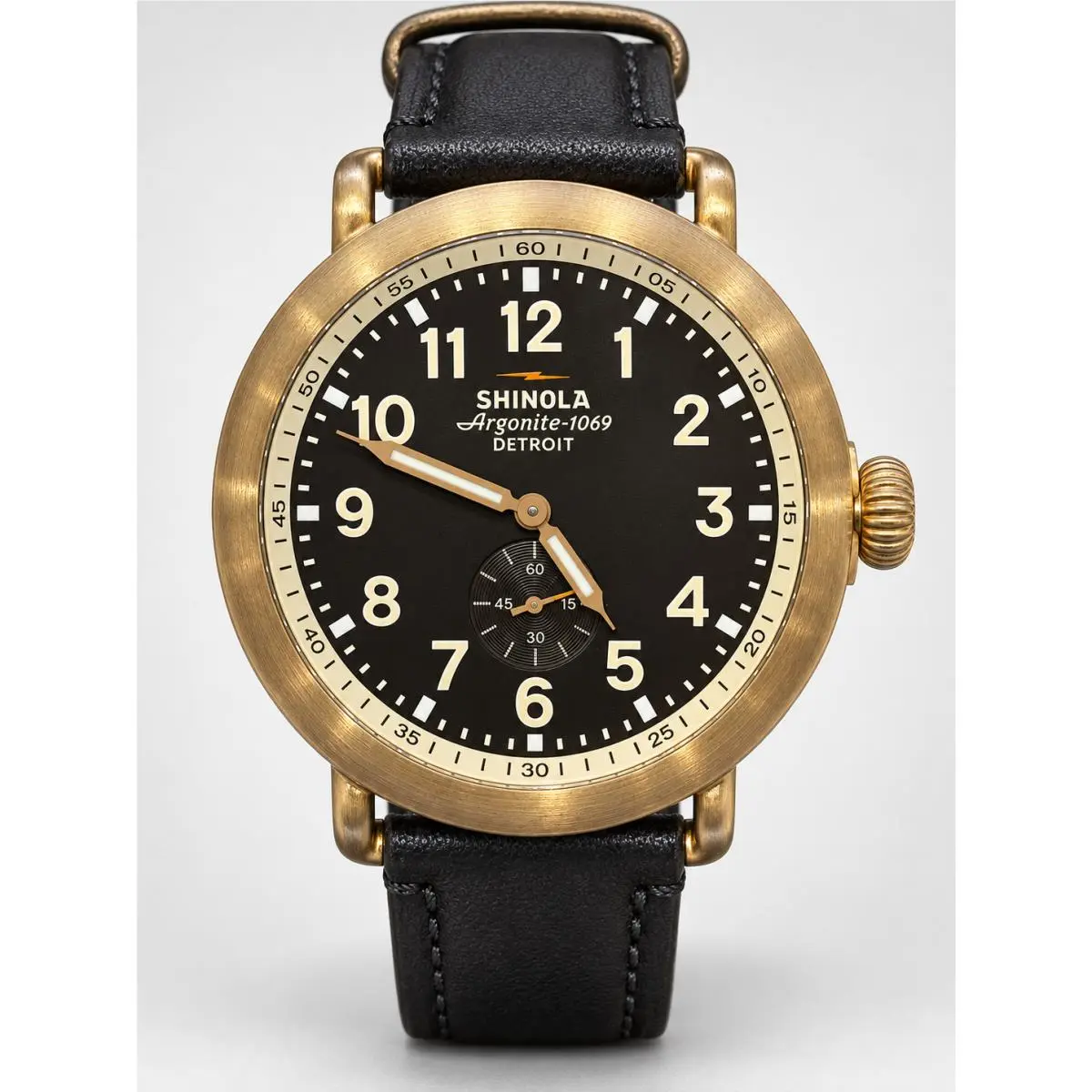 Shinola Runwell 43mm Black Dial Black Leather Band Watch S0120494085