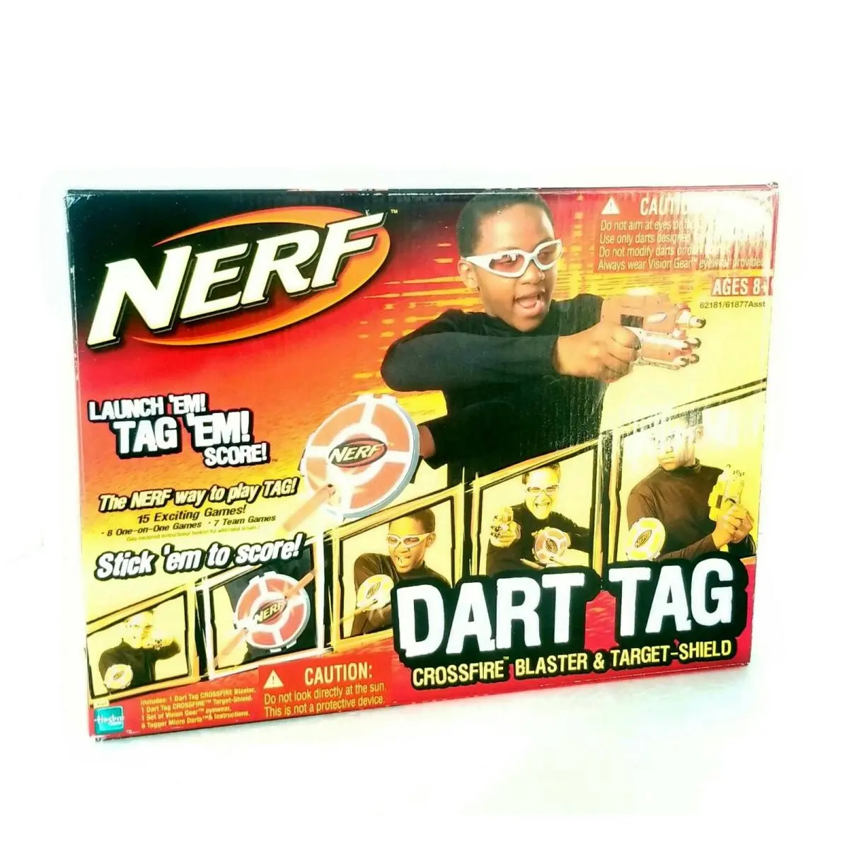 Vintage Hasbro 2005 Nerf Dart Tag Crossfire Blaster and Target Shield
