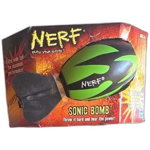 Nerf Sonic Bomb Football 2003 Hasbro Green Black Air Activated Sound Reed